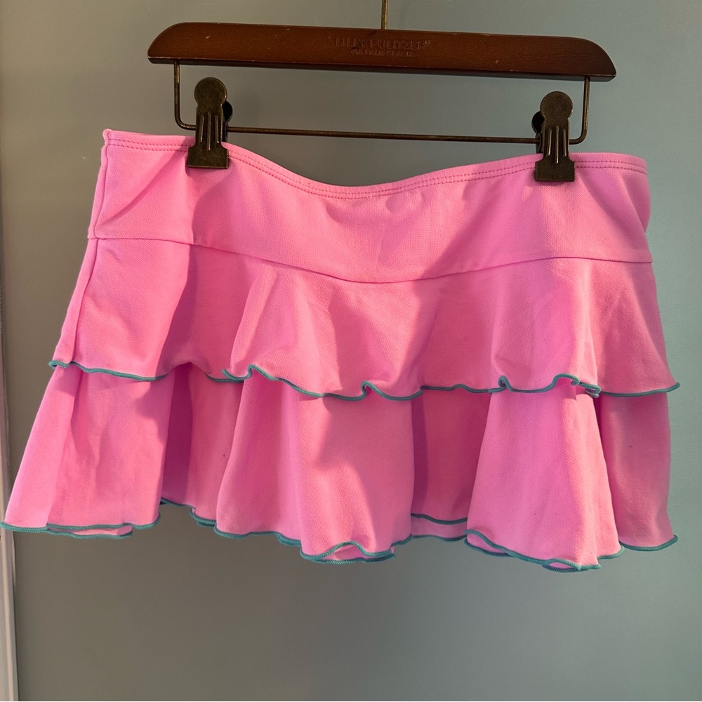 Cat & Jack sheer pink tiered swim cover-up skirt